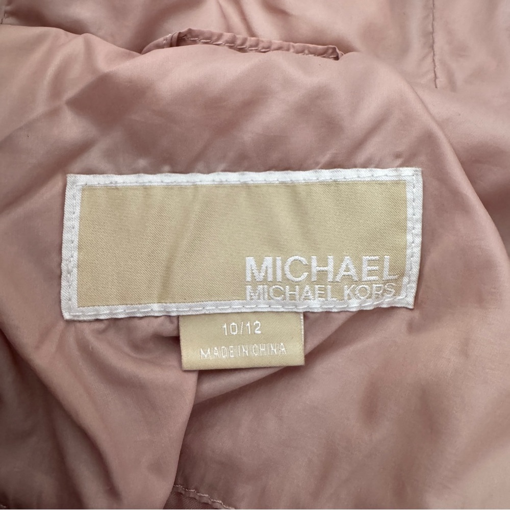 MICHAEL by Michael Kors Girls Pink Puffer Hooded Coat Size 10-12y - Picture 3 of 5